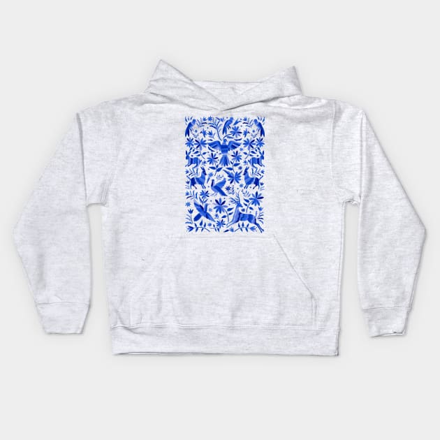 Mexican Otomí Design in Blue Kids Hoodie by Akbaly